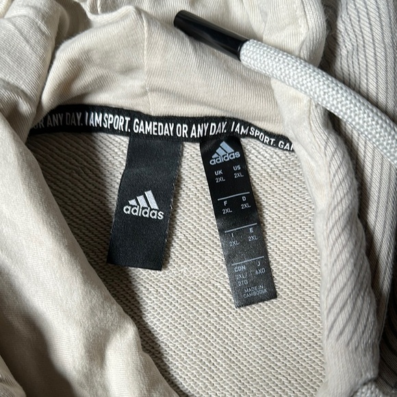 Adidas Cream Gray Hoodie Sweatshirt - Picture 2 of 7